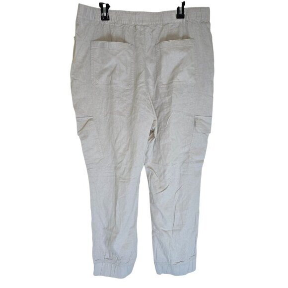 St Johns Bay Mens Cargo Pants XXL Linen/Rayon Blend Beige With Drawstring Waist - Picture 2 of 7